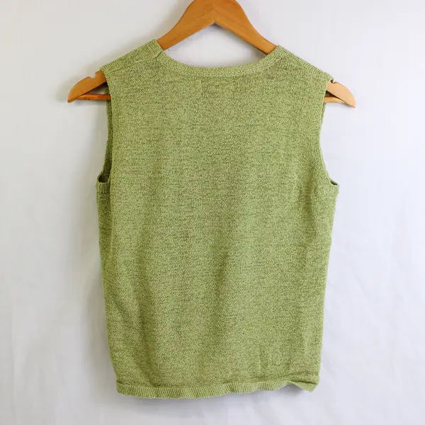 Vintage Pendleton Women's M Green Knit V-Neck Sleeveless Sweater Tank Top