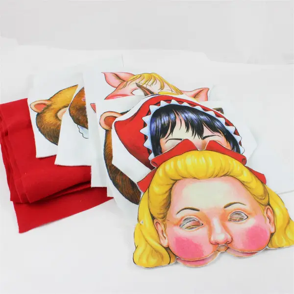 Lot of Red Felt Fabric & Fairy Tale Panels Goldilocks Red Riding Hood 3 Pigs