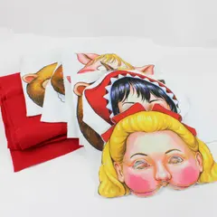 Lot of Red Felt Fabric & Fairy Tale Panels Goldilocks Red Riding Hood 3 Pigs