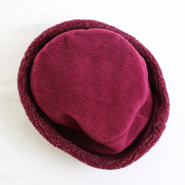 Time and Tru Women's One Size Burgundy Sherpa Fleece Teddy Bucket Hat