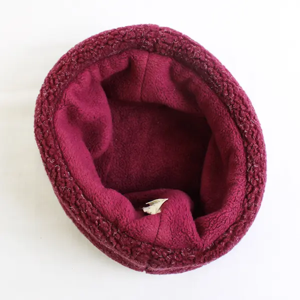 Time and Tru Women's One Size Burgundy Sherpa Fleece Teddy Bucket Hat