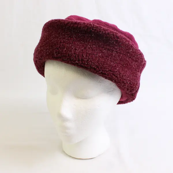 Time and Tru Women's One Size Burgundy Sherpa Fleece Teddy Bucket Hat