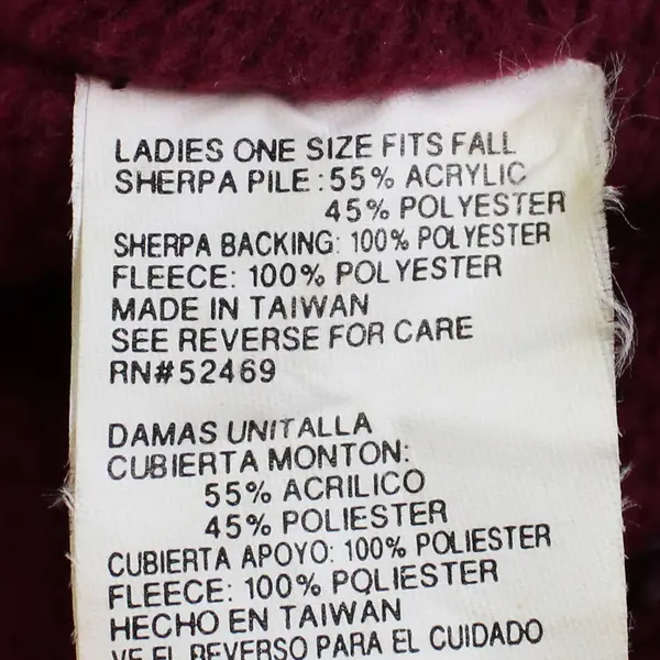 Time and Tru Women's One Size Burgundy Sherpa Fleece Teddy Bucket Hat