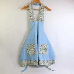 Handmade 100% Cotton Bib Apron Daisy Double Sided - Large Pockets Tie Around
