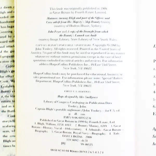 Captain Bligh’s Portable Nightmare by John Toohey 1999 1st American Ed HC DJ VG