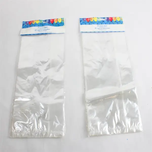 Lot of 2 Clear Cellophane Loot Bags w/ Twist Ties  11.5”x5”x3”, 25 Bags/Pk