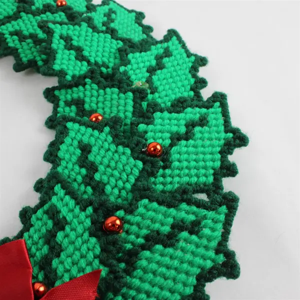 14" Christmas Wreath Santa Claus Face Red Bow Holiday Door Decor