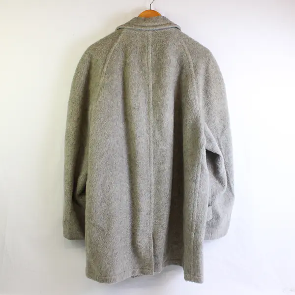 Vintage Unbranded Men's 50R Gray Wool Satin-Lined Single Breasted Pea Coat