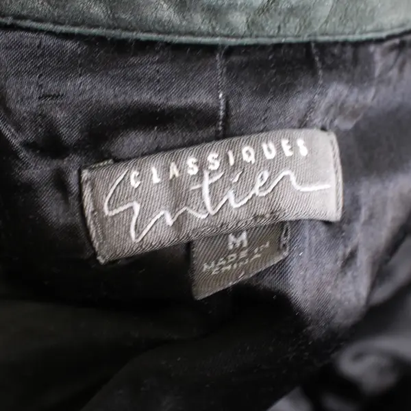 Vintage Classiques Entier Women's M Dark Green Full Zip Collared Leather Jacket