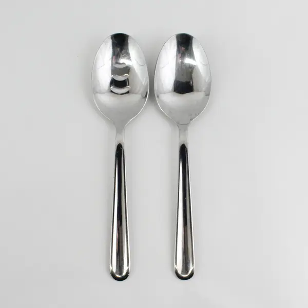 Lot Of 2 Gourmet Settings Diva Pattern 18/C SS Serving Spoons 10" Good Rare HTF