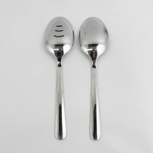 Lot Of 2 Gourmet Settings Diva Pattern 18/C SS Serving Spoons 10" Good Rare HTF