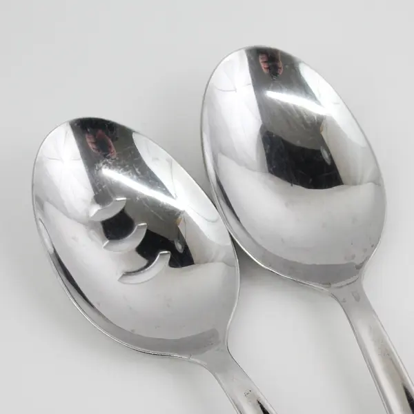 Lot Of 2 Gourmet Settings Diva Pattern 18/C SS Serving Spoons 10" Good Rare HTF