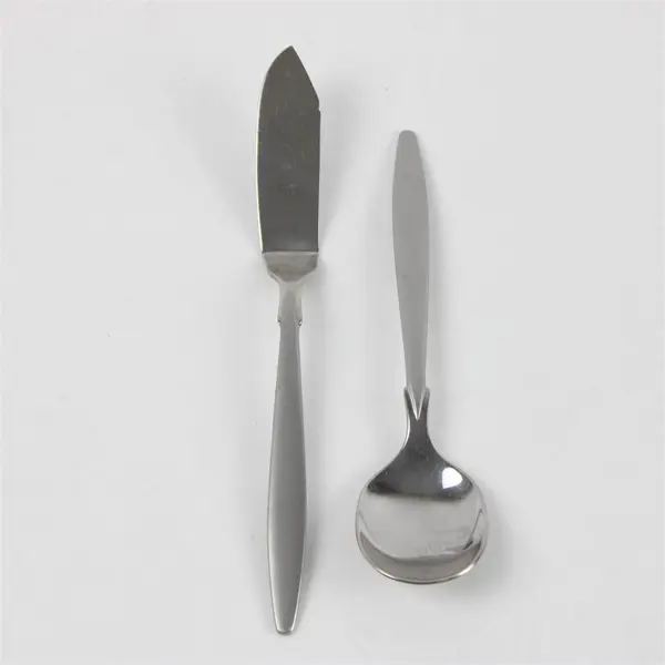 Lot of 2 Oneida Sparta Stainless Flat Handle Master Butter Knife & Spoon