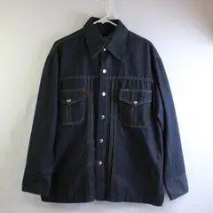 Vtg ELY Men's L Dark Wash Denim Snap Button Up Lightweight Jacket