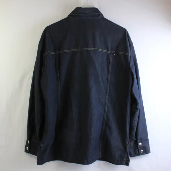 Vtg ELY Men's L Dark Wash Denim Snap Button Up Lightweight Jacket