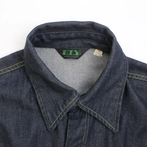 Vtg ELY Men's L Dark Wash Denim Snap Button Up Lightweight Jacket