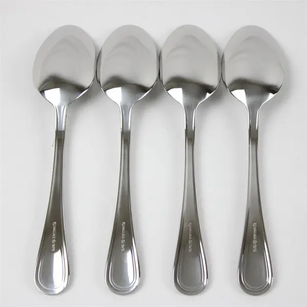 Set of 4 Wallace Silversmiths Continental Bead Stainless Oval Soup Spoons 