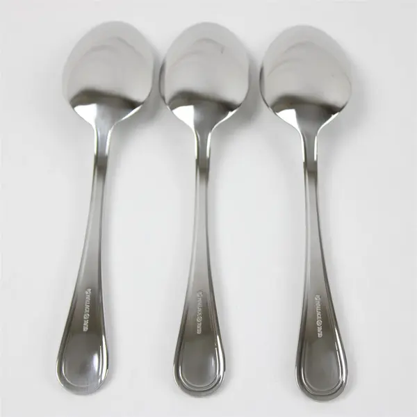 Set of 3 Wallace Silversmiths Continental Bead Stainless Oval Soup Spoons 