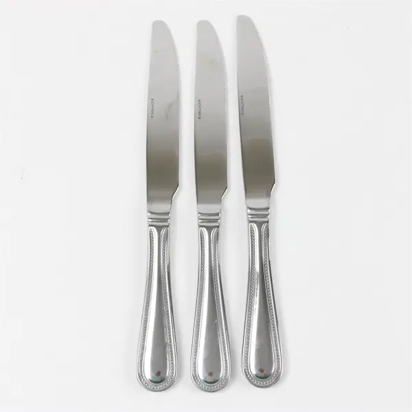 Set of 3 Wallace Silversmiths Continental Bead Stainless Steel Solid Knives