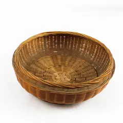 Vintage Woven Bamboo Basket Rustic Farmhouse Boho Decorative 9x9x3