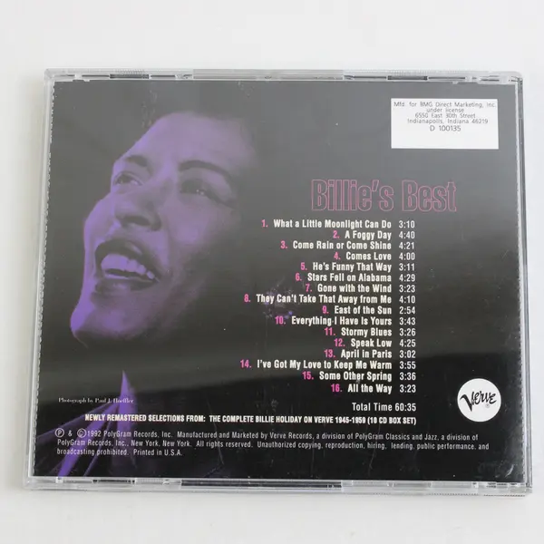 Billie Holiday CD, Billie's Best #D100135  1992