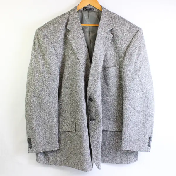 Stanley Blacker Men's 54R Gray Herringbone Silk Blend Suit Jacket