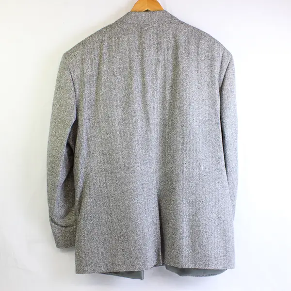 Stanley Blacker Men's 54R Gray Herringbone Silk Blend Suit Jacket