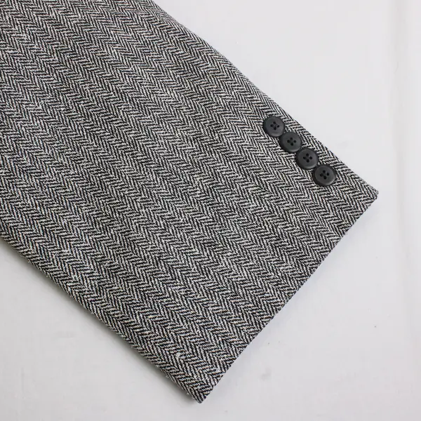 Stanley Blacker Men's 54R Gray Herringbone Silk Blend Suit Jacket