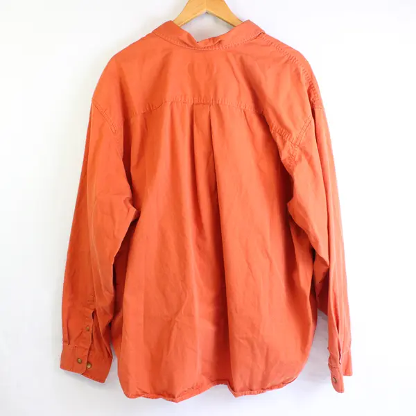 Eddie Bauer Men's 3XL Orange 100% Cotton Long Sleeve Button Up Collared Shirt