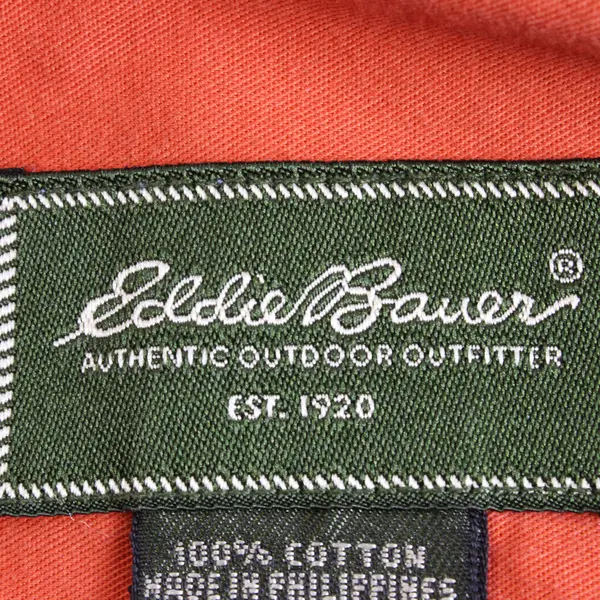Eddie Bauer Men's 3XL Orange 100% Cotton Long Sleeve Button Up Collared Shirt