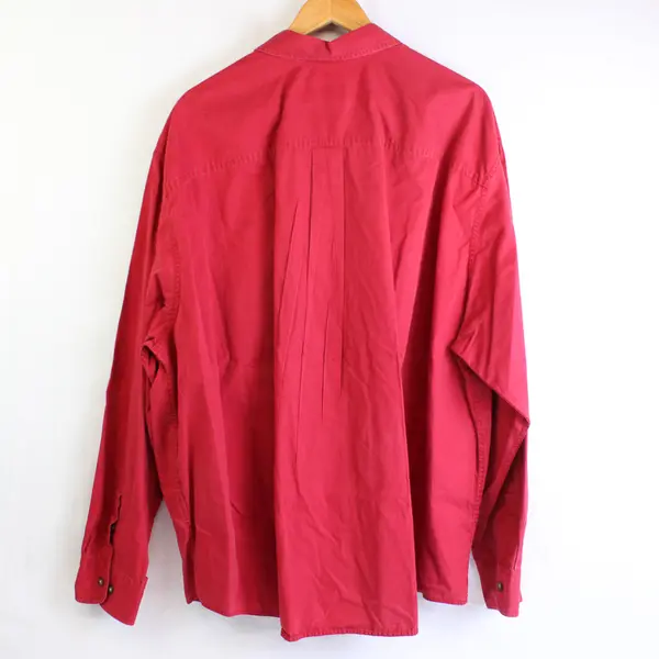 Vtg Eddie Bauer Men's 3XL Red 100% Cotton Long Sleeve Button Up Collared Shirt