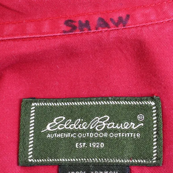 Vtg Eddie Bauer Men's 3XL Red 100% Cotton Long Sleeve Button Up Collared Shirt