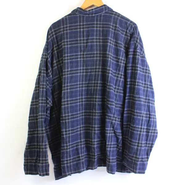 Eddie Bauer Men's 3XL Blue Flannel Plaid Button Up Long Sleeve Night Shirt