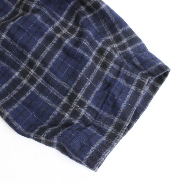 Eddie Bauer Men's 3XL Blue Flannel Plaid Button Up Long Sleeve Night Shirt