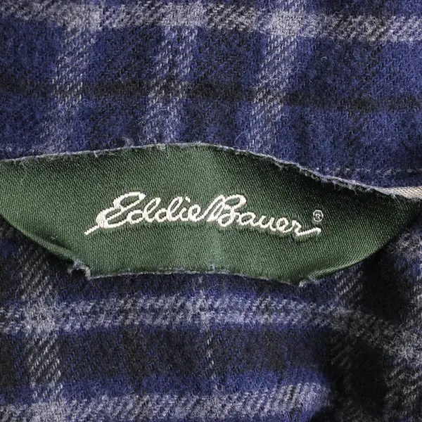 Eddie Bauer Men's 3XL Blue Flannel Plaid Button Up Long Sleeve Night Shirt