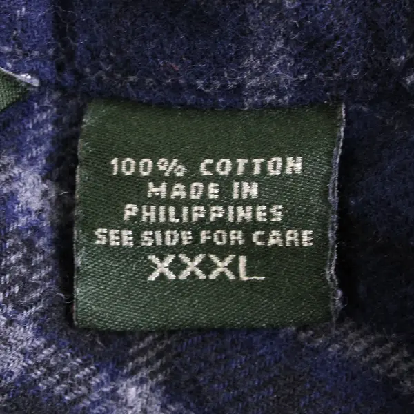 Eddie Bauer Men's 3XL Blue Flannel Plaid Button Up Long Sleeve Night Shirt