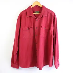 Vtg Eddie Bauer Men's 3XL Red Heavyweight Flannel Button Up Long Sleeve Shirt