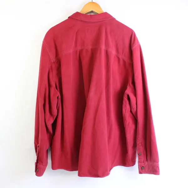 Vtg Eddie Bauer Men's 3XL Red Heavyweight Flannel Button Up Long Sleeve Shirt