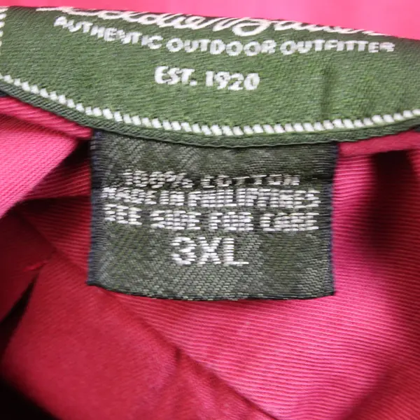 Eddie Bauer Men's 3XL Red Lightweight 100% Cotton Collared Long Sleeve Shirt