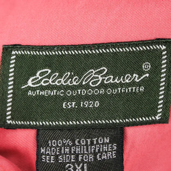 Eddie Bauer Men's 3XL Salmon 100% Cotton Long Sleeve Button Up Collared Shirt