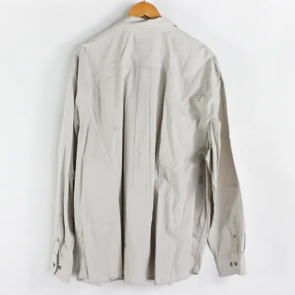 Eddie Bauer Men's 3XL Off-White 100% Cotton Long Sleeve Button Up Collared Shirt