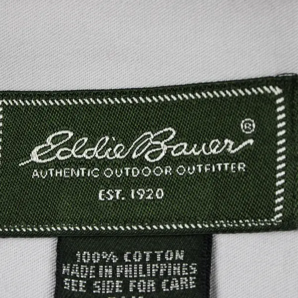 Eddie Bauer Men's 3XL Off-White 100% Cotton Long Sleeve Button Up Collared Shirt