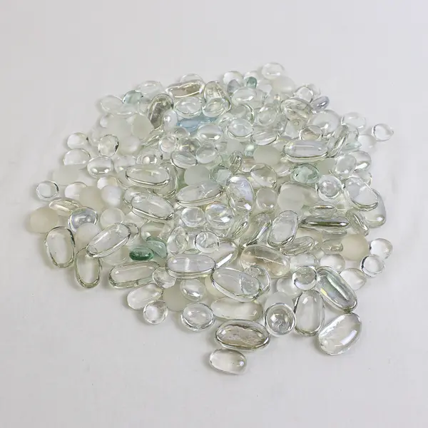 Lot Of 186 Unbranded Matching Clear Glass Stones/Pebbles Iridescent Ovals