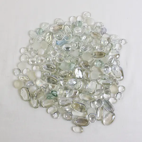 Lot Of 186 Unbranded Matching Clear Glass Stones/Pebbles Iridescent Ovals