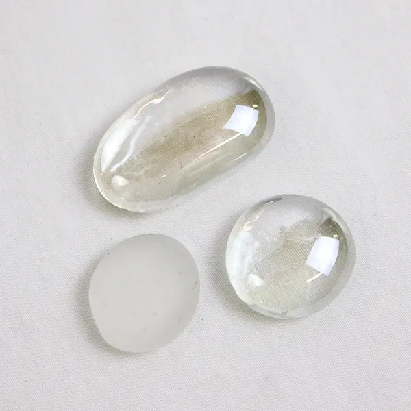 Lot Of 186 Unbranded Matching Clear Glass Stones/Pebbles Iridescent Ovals