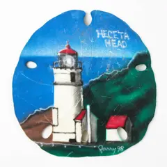 Hand-Painted Large Sand Dollar Heceta Head Signed Parry '98 Beach Art