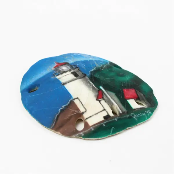 Hand-Painted Large Sand Dollar Heceta Head Signed Parry '98 Beach Art