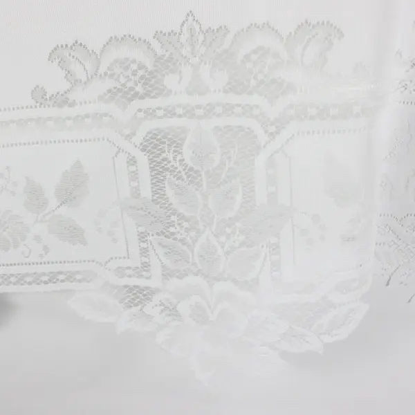Vintage White Intricate Floral Lace Tablecloth 35" W x 84" L 