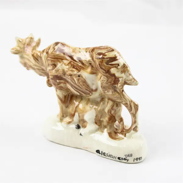 Vintage 1993 Alaskan Clay Goat Figurine Signed Deb Collectible
