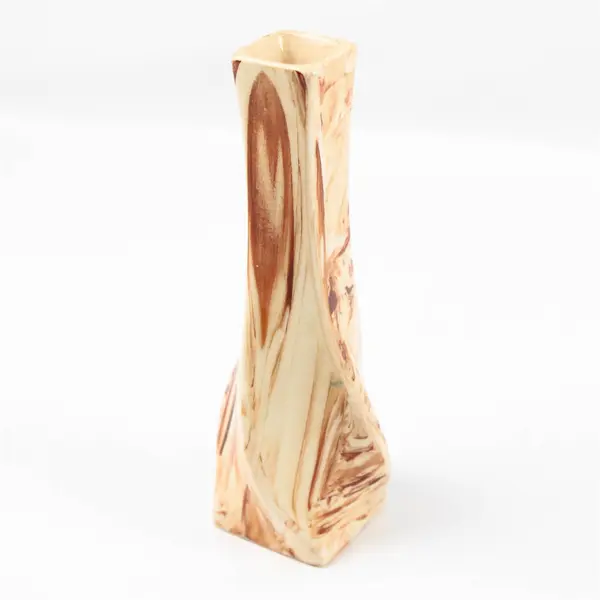 Vintage Ceramitique Alaskan Sitka Clay Bud Vase Beige Brown Marbled